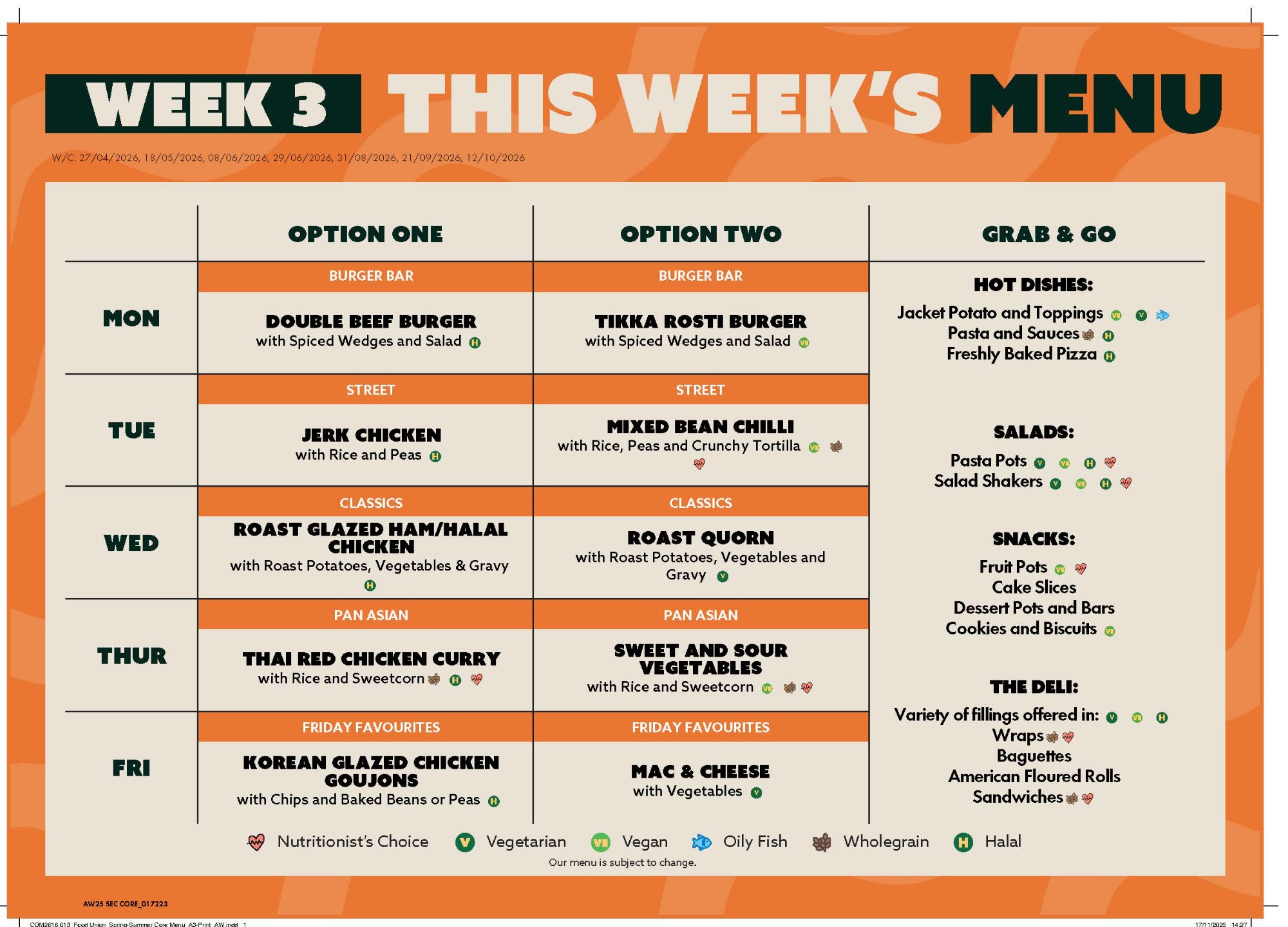 SJHS Spring Menu Week3