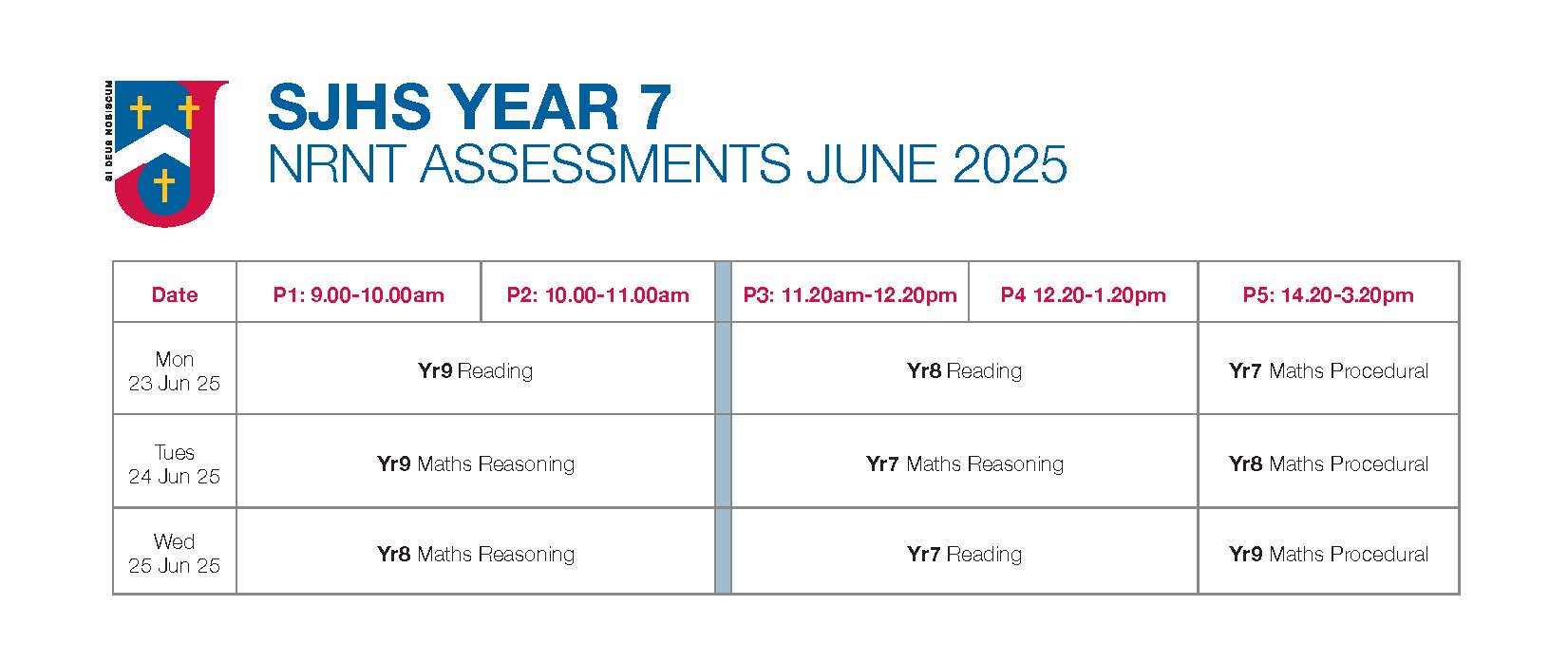 Year 7-9 NLNT Timetable